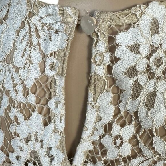 Mi Ami Ivory Lace Overlay Embroidered Floral Bridal Fairy Romantic Dress Size XS - Picture 5 of 16